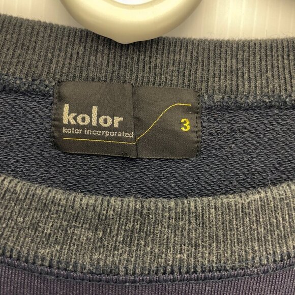 Kolor 2 Tone Cotton Blend Crew Neck Navy Blue & Gray Sweatshirt Sweater Size 3 - Picture 9 of 12